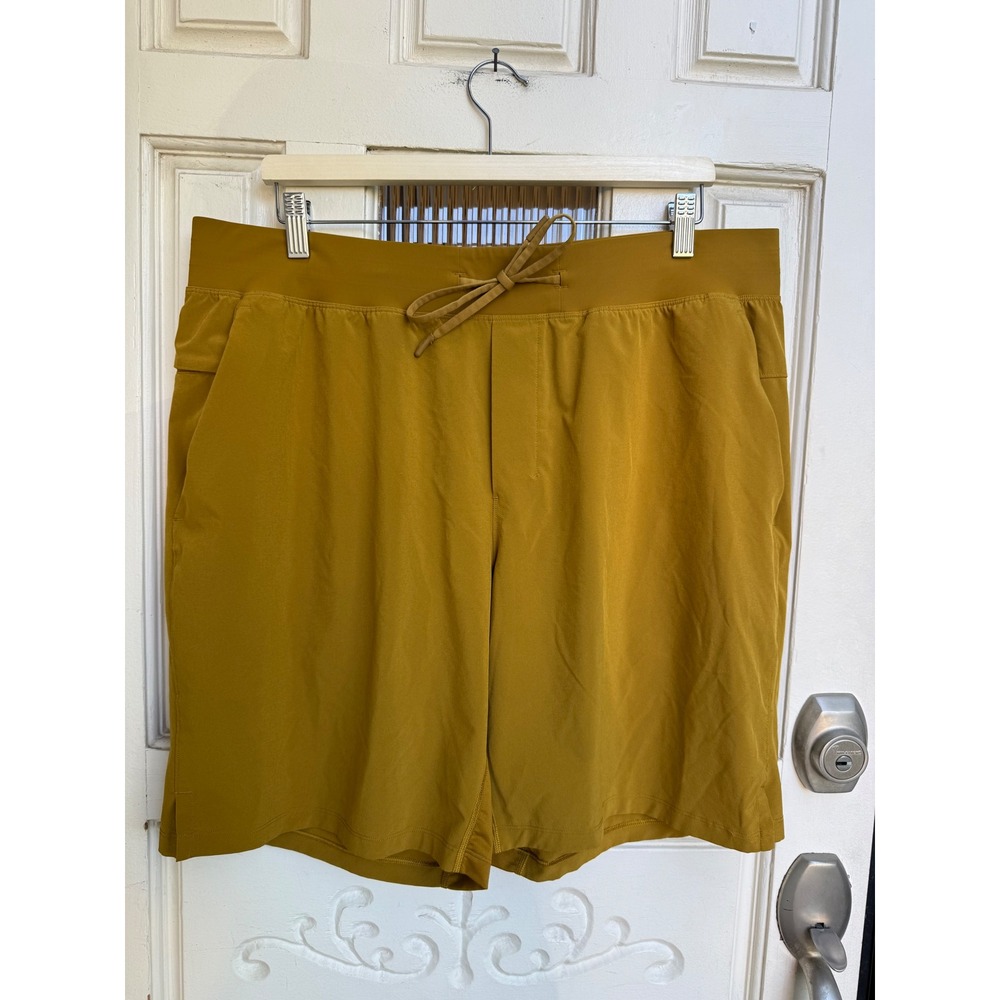 Lululemon Mens Bowline Shorts Gold Yellow Recycled Polyester Stretch Size XXL